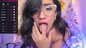 sexy julieta in glasses gives a blowjob on new year's eve