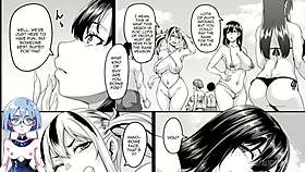 Beach vacation turns into casual sex with anime characters in hentai style