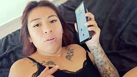 housewife gets fucked doggystyle while talking to husband on phone, swallowing cum in humiliation