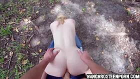 Horny 19-Year-Old Tall Blonde Amateur With Big Tits Gets Fucked In The Woods - Teen 18+ Porn