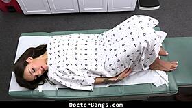 in the hospital, the shy teen patient kneels and sucks her doctor's monster cock eagerly.