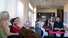 step family dumb charades turns into taboo blowjob and group fucking