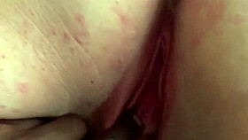 Pale bbw dribbling water from playful activity