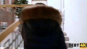 Young businesswoman Eveline Dellai pays debt with rough sex.