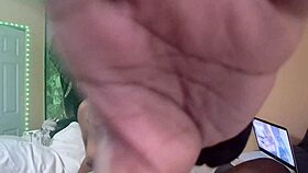 Naejae is rubbing her wet pussy while watching lesbian porn on the screen.