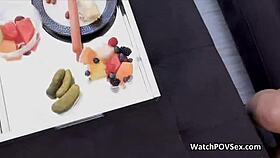 blindfolded latina girlfriend eagerly tastes cock