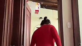 my cute neighbor is in the bathroom, perhaps enjoying some private time