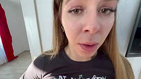 The delivery girl, tormented by thirst, sips cum from the greedy customer's dick.