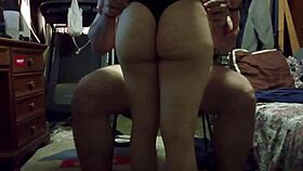 Hot amateur brunette with big ass gets her pussy fucked hard while riding.