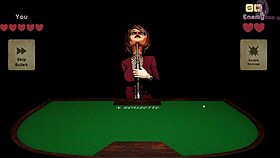 In X roulette 2, the 3d cartoon babe squirts during bukkake blowbang on the table?