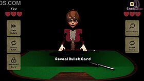 In X roulette 2, the 3d cartoon babe squirts during bukkake blowbang on the table?