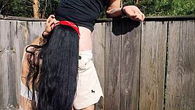 yo, we pulled off a risky outdoor facefuck with cum in throat at the hunting tower