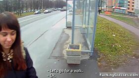 teen dania gets fucked doggystyle on balcony, cum on shaved pussy