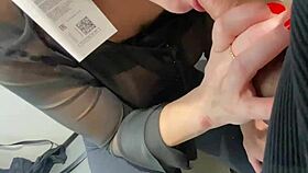 Bold teen slut sucks in store fitting room