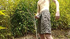 Big Dick Cumming Hard Outdoors in a Daring Public Display