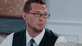 Handsome businessman intensely anally fucks young hunky black gay.