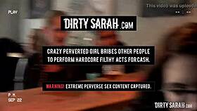 Dirty Sarah experiences an anal surprise in public.