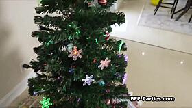 sexy elves at holiday party feel excited switching small dildos for monster cocks in hardcore 4some