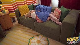 in the fake hostel, a petite curly-haired french teen gets fucked hard and experiences her first squirting orgasm in the dorm