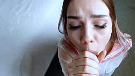 Smashing Cutie in School Uniform, Cumming Twice on Her Skirt - Fox Alina