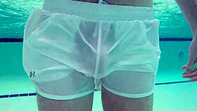 Pool Boy in See-Through Swimwear Reveals His Big Cock Underwater
