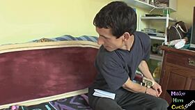 Bound Cuckold Boyfriend Watches His Girl Get Fucked by Old European Man