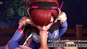 overwatch dva cosplay enjoys uncensored hentai sex in 3d anime style