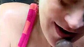 Public blowjob in the car with spitting and cum