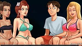 summertime saga - blond cheerleader fucked on the beach by big dick football player