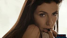 Perfect Brunette Babe Gives A Striptease And Poses