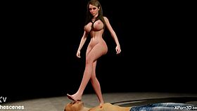 3d cartoon femdom dominates with big tits foot fetish