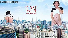 wow a giant lady without panties walks around the city she's as tall as king kong amazing show of a giantess 1