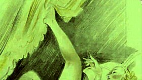 an old book revealed vintage drawings with retro cartoon elements and antique charm