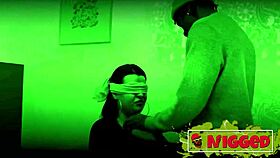 Bold: Black stud dominates big-assed mommy Sandra in wild interracial blind date action