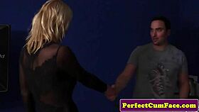 bigtitted babe in stockings tugs for facial