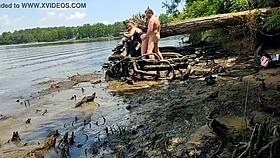 thick wife becky tailorxxx gets fucked in the mud during a nature walk