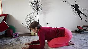 Yoga lesson turns into femdom pussy play with brunette friend