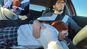 driving around, i nailed my hot redhead teen 18+ stepsister with creampie