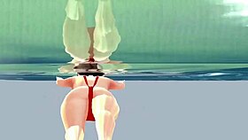 anime girl in micro bikini with nip slip