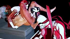 Threesome with two bigboobs princesses in 3d animation.