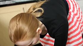 Downblouse REDHEAD Pale Skin SAGGY BOOBS Searching For Keys VOYEUR