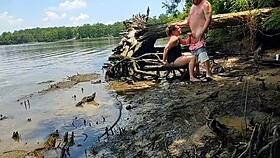 thick wife becky tailorxxx gets fucked in the mud during a nature walk