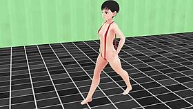 anime girl in micro bikini with nip slip