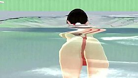 anime girl in micro bikini with nip slip