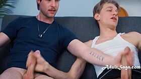 two straight guys watching porn and jerking off together