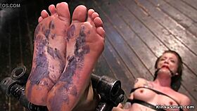 Slut gets plastic bondage in device bondage bizarre group bound assfucking kinky outdoor rough fetish bdsm slave