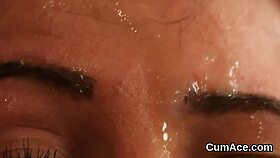 wicked honey gets load on face and swallows