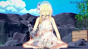 shenhe, lumine, miko yae, and raiden shogun in intense futanari lesbian sex with creampies