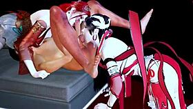 Threesome with two bigboobs princesses in 3d animation.