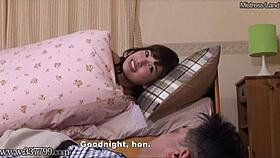 japanese cuckold licks up cummy pussy after wild sharing